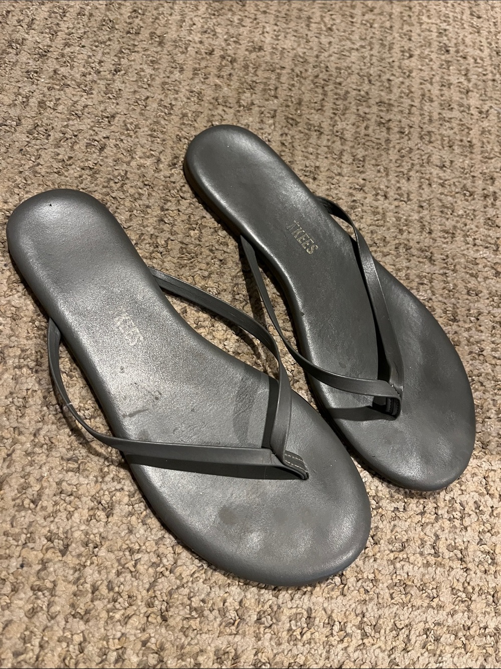 TKEES Matte gray Minimalist Thin-Strap Sandals